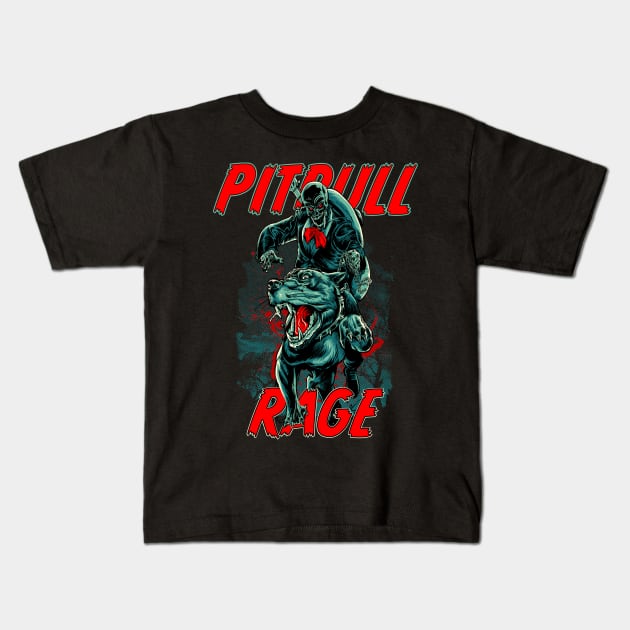 Pitbull Rage Kids T-Shirt by Dark Planet Tees